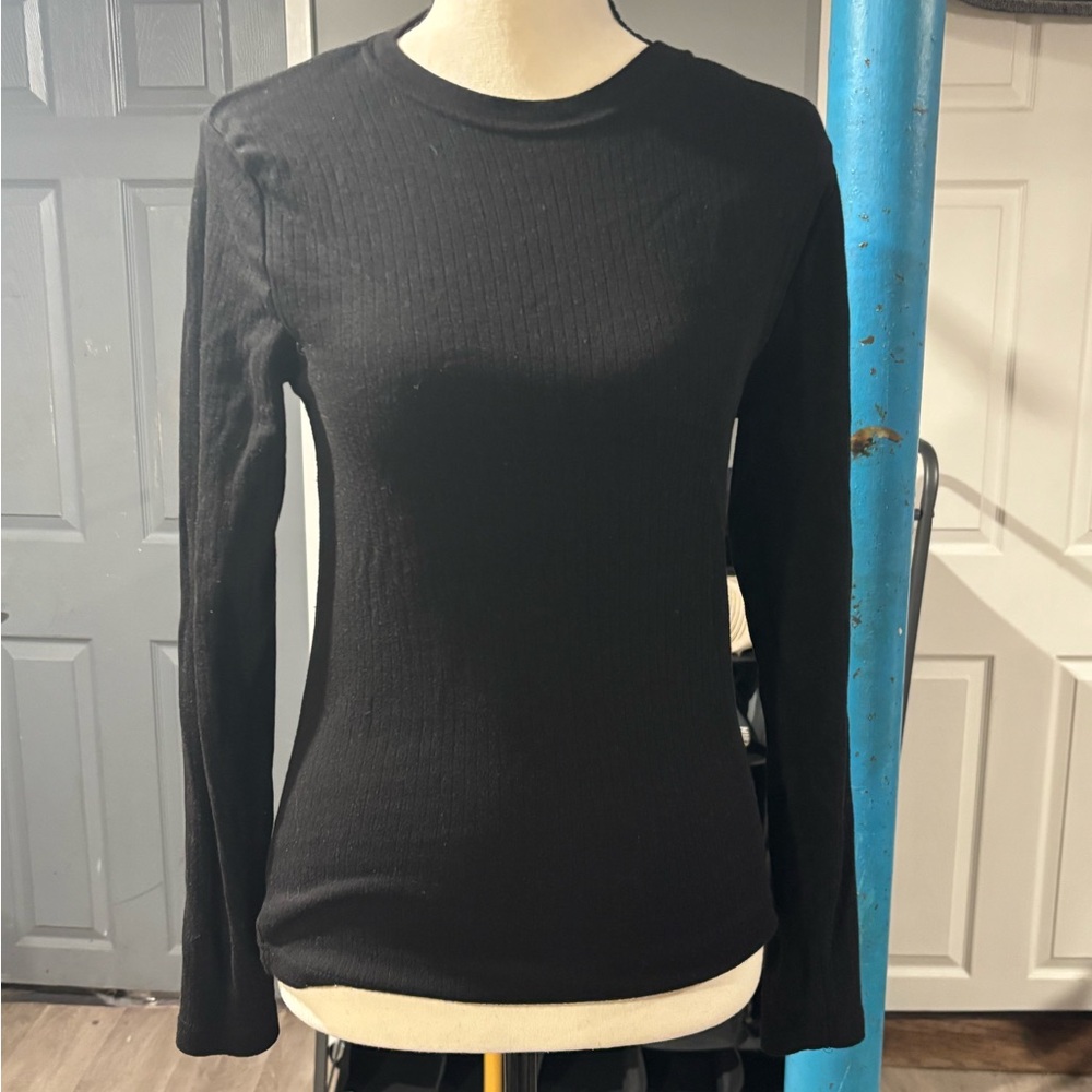 Primark Black Ribbed Long Sleeve Top